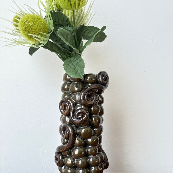 Artistic Bubble Texture Vase Mid Century Modern Pottery Vase Vintage Home Decor - Picture 12 of 12